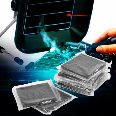 10 filtres à charbon actif de 13 cm x 13 cm pour l'extraction des fumées de soudure (1/5)