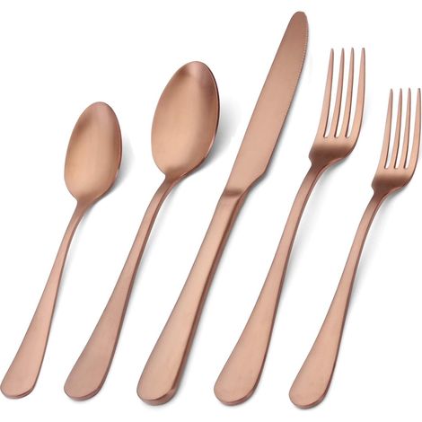 5-teiliges Silberbesteck-Set, Edelstahl-Besteckset mit Satin-Finish