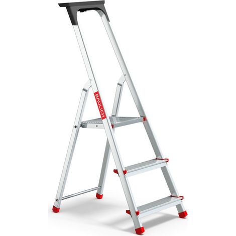Échelle domestique en aluminium avec plateau, 3 marches, 125 kg (1/5)