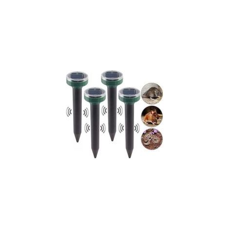 Lot de 4 répulsifs solaires anti-taupes à énergie solaire à ultrasons pour animaux de jardin, pelouse, jardin, débarrassez-vous des taupes campagnols gopher rats rongeurs (1/4)