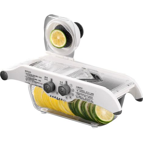 Trancheuse à citron – Trancheuse manuelle pour légumes et fruits avec récipient, épaisseur réglable, machine à trancher pour terre, citron, lingjiong (1/4)