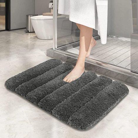 Tapis de salle bain antidérapant et imperméable adapté pour toilettes salon foncé 16x24 cm Gris Argent (1/4)