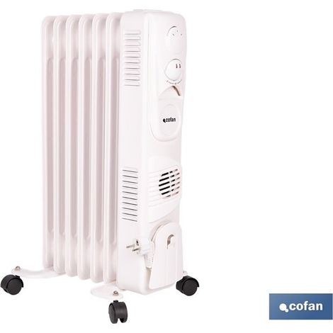 Radiatore ad olio con termostato regolabile e ventola a 7 elementi, 1500 W