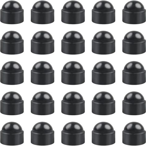 Lot de 25 capuchons à vis M8 en plastique noir - Capuchons hexagonaux standard durables (1/4)