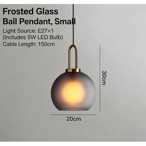 Suspension Luminaire Chevet 1 Feu, Globe en Verre Rond Mat, Petite Boule Design Moderne pour Chambre et Salon
