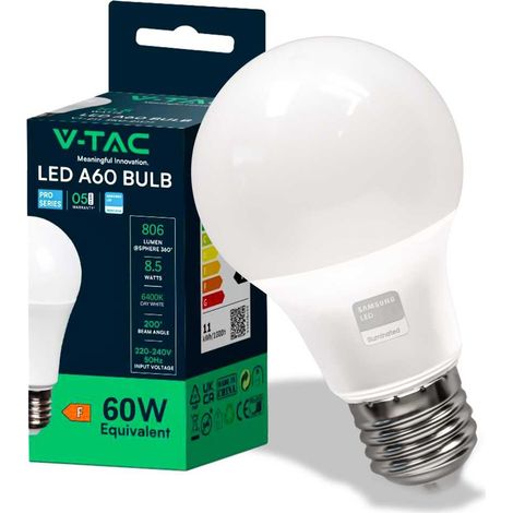 V-TAC PRO VT-210 LAMPADINA LED E27 9W BULB A58 CHIP SAMSUNG - COLORE LUCE : BIANCO FREDDO (1/5)