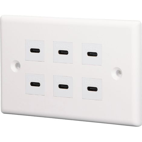 6-Port-USB-Wandsteckdose mit Typ-C-Anschluss – Büro und Beruf