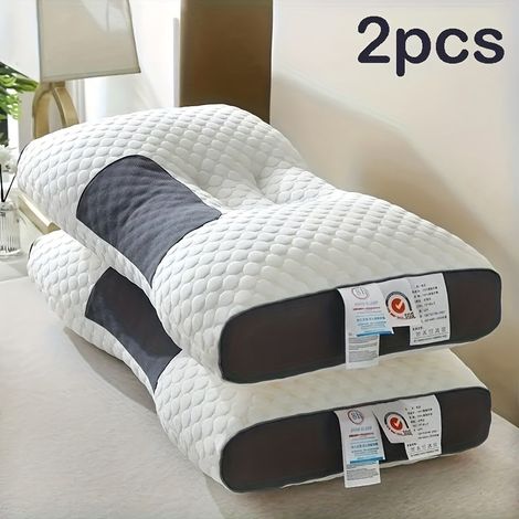 Oreiller de massage cervical en maille douce, 2 pièces, soutien ergonomique réglable, housse amovible-AquaForge (1/3)