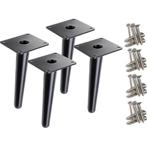 4 verstellbare Schrankbeine, 30 cm (12 Zoll), schräge Metall-Möbelbeine, konische Schrankbeine, Edelstahl-Tischbeine, rutschfest und geräuscharm, für DIY-Möbel, Sofa-4in, Schwarz