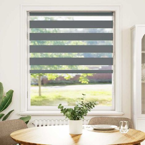 Maison Exclusive - Estor cebra gris oscuro 100x150cm tejido ancho