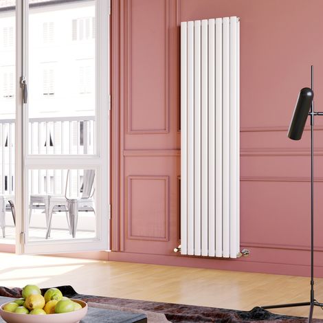 ELEGANT Vertical Radiator 1800 x 472mm Double Panel Designer White Oval Column Heating Rad (1/5)