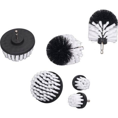 Brosse de nettoyage perceuse 6 pièces blanche, poils nylon doux résistants, accessoire puissant pour murs, coins et carrelage. (1/5)