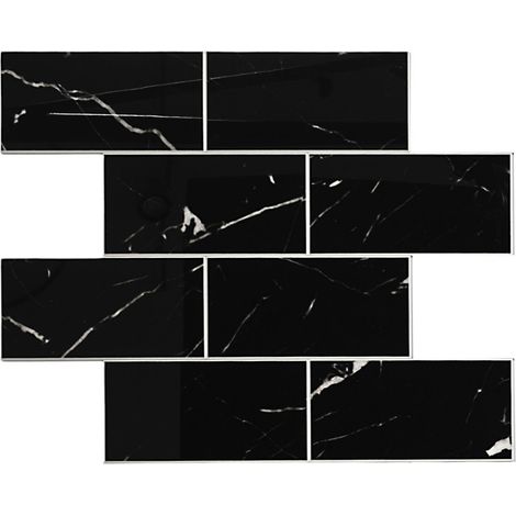 Carreau autocollant imitation marbre noir 38 x 30,5 cm (1/5)