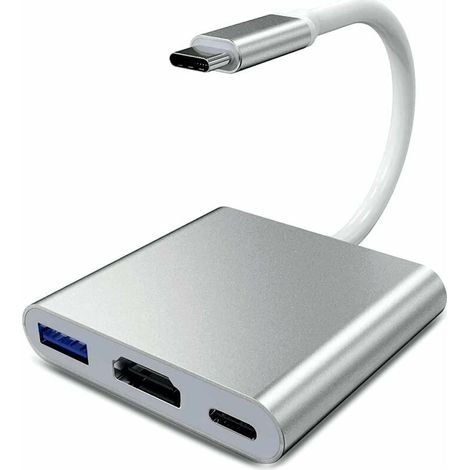 Adaptateur USB C vers HDMI, convertisseur vidéo Type C vers HDMI 4K, adaptateur USB-C vers HDMI avec port USB 3.0/port de charge USB C, adaptateur HDMI Mac, adaptateur multiport AV numérique USB C, ar (1/5)