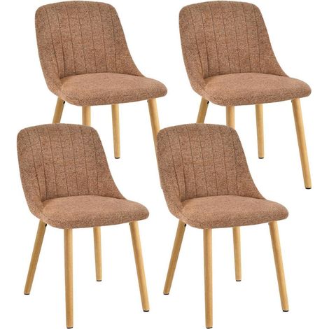 Esszimmerstühle 4er Set Braun Samtoptik Holzbeine Polsterstuhl Küchenstuhl Ergonomisch (1/5)
