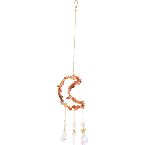Carillon éolien en cristal brillant en forme de lune, décoration suspendue pour fenêtre, maison, jardin, fête, mariage, fiançailles (1/5)