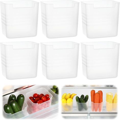 Organizer Frigo, 6 Pièces Boite de Rangement Frigo Transparent, GardeManger Rangement, Organiseur Frigo pour Réfrigérateur Cuisine et Armoires（10x11x8cm） (1/5)