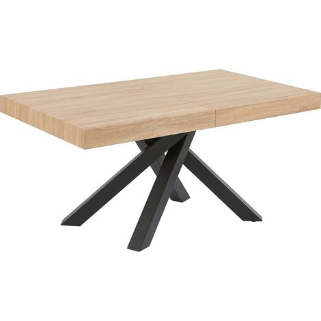 Vente-Unique – Table à manger extensible 6 à 10 personnes – MDF et métal – 2 rallonges amovibles – Longueur 200/240 cm – Style naturel et noir