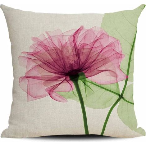 Taie D'oreiller En Lin Mélangé Coton - Imprimé Fleuri Aquarelle - Double Face - Pour Canapé Fauteuil Lit Chambre À Coucher - 40x40 cm 50x50 cm 60x60 cm (1/5)