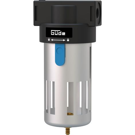 Güde Filtro separatore acqua 1/4 (filettatura di collegamento IG 1/4", massima pressione di esercizio 10 bar, per montaggio su compressori/tubi dell'aria compressa, con valvola di scarico) (1/4)