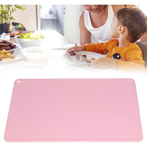 Set de table en silicone imperméable et antidérapant, isolant thermique, pour élèves du primaire, 41 x 31 x 1 cm (rose foncé) (1/5)