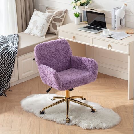Fauteuil pivotant réglable en fausse fourrure violet HAVRYA (1/4)