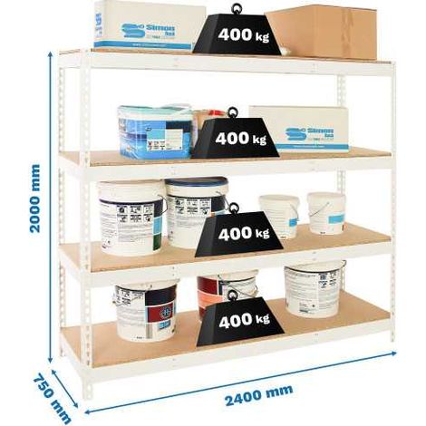 Estanteria 2000x2400x750 SIMONFORTE 2407/4 CHIPBOARD BLANCO/MADERA marca SIMONRACK (1/2)