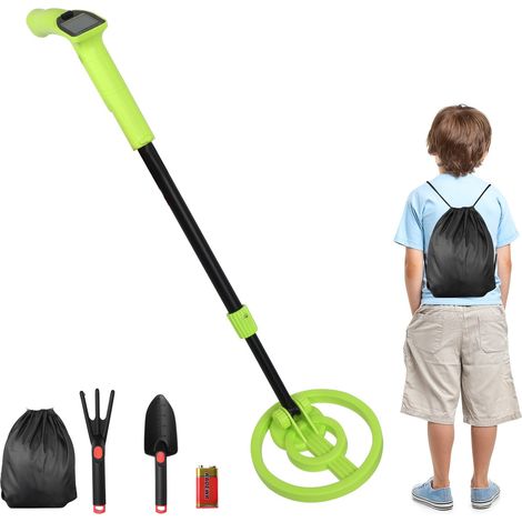 Détecteur de métaux pour enfants, haute sensibilité, avec écran LCD, hauteur réglable, léger, avec pelle, râteau et sac à dos, pour débutants, junior (1/5)