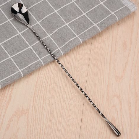 Cuillère à cocktail en acier inoxydable, longue cuillère mélangeuse pour café et boissons, outil de stratification, 1 pièce, manche long (6) (1/5)