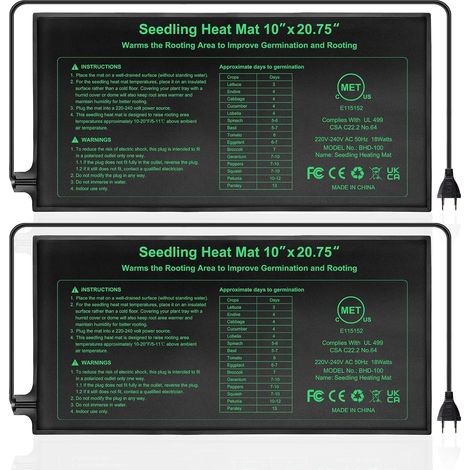 Nazalus-Vente 10 "X 20.75" Tapis Chauffant Pour Semis Coussin Chauffant Pour Serre,Tapis Chauffant Imperméable Pour La Germination Des Graines,(2 Pack) Terrarium (1/5)