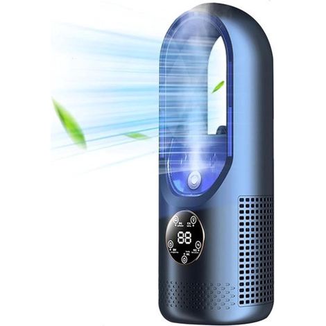 Ventilador USB multifuncional sin aspas，6 velocidades con temporizador，Ideal para residencias estudiantiles y escritorios de oficina (azul) (1/5)