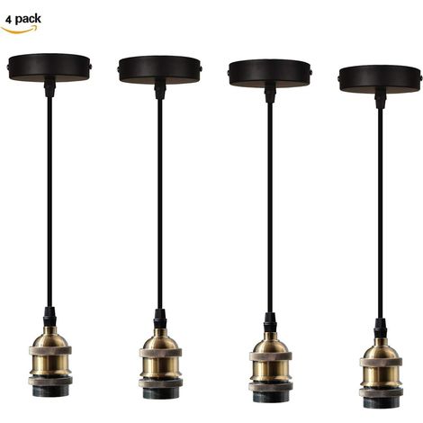 Stoex – Lot de 4 suspensions douille E27 60W max – Câble textile ajustable 1m – Couleur bronze rétro pour décoration intérieure (1/4)