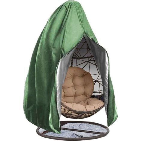Housse Chaise Suspendue - 190 x 115 cm - Imperméable avec Fermeture Éclair - Pour Fauteuil Œuf - Vert
