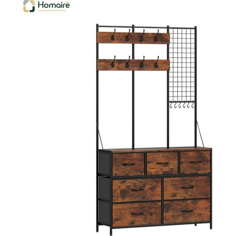 Aufbewahrungseinheit mit Schubladen, braun, im Holzdekor 100 x 30 x 183 cm HOMAIRE (1/5)