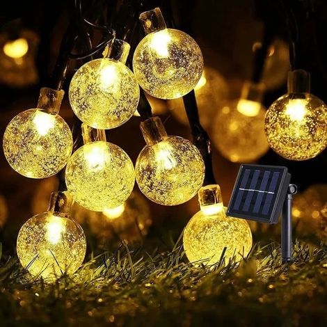 Guirlande Lumineuse Exterieure Solaire,12M 100 LED Lampe Solaire Exterieur Cristal Boules étanche 8 Modes Intérieur Lumiere Odipie (1/4)