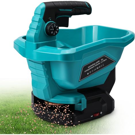 Épandeur d'engrais sans fil pour batterie au lithium 18 V (sans batterie) - Portable - Avec réservoir de 3,3 l - Réglage de la vitesse en 6 niveaux - 8 niveaux de réglage de la quantité (1/5)