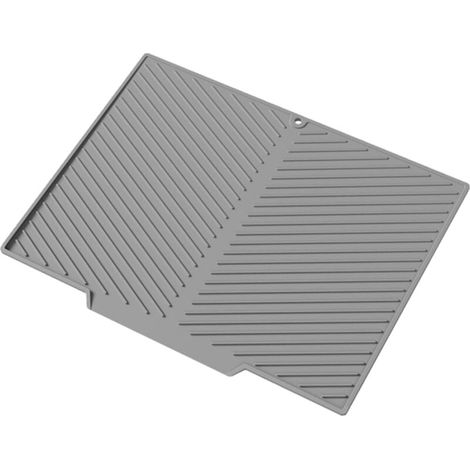 Tapis d'égouttage en silicone pour comptoirs avec trous d'égouttage intégrés, antidérapant, résistant à la chaleur, lavable au lave-vaisselle (gris, 43 x 33 cm). (1/4)