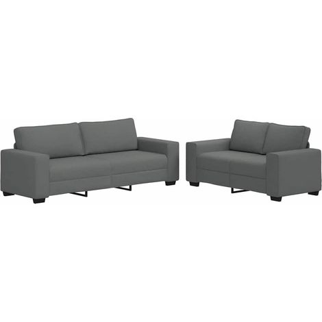 vidaXL Juego de sofás con cojines 2 piezas tela gris oscuro (1/2)
