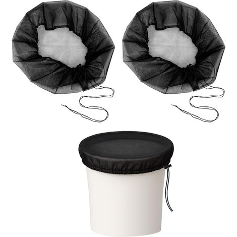 2 Pcs Filet pour Citerne de Pluie, 95cm Housse pour Tonneau de Pluie avec Cordon de Serrage, Filet de Protection pour Tonneau Réglable, Protection Contre Les Moustiques et Les Feuilles (1/5)