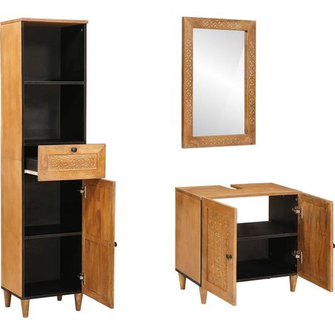 Maison Exclusive - Badezimmermöbel-Set mit Schubladen 3 pcs Braun