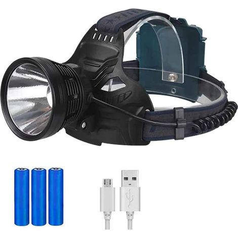 Linterna frontal LED recargable para adultos, resistente al agua IPX5, recargable por USB, ideal para acampar, correr y cazar. (1/4)