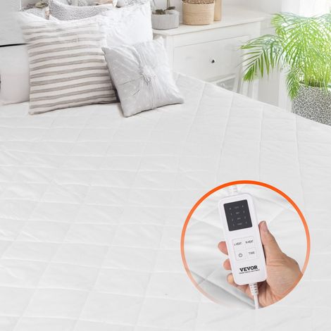 Surmatelas Chauffant, 195x165 cm, Chauffe-lit Électrique en Tissu Brossé avec 4 Niveaux de Chauffage, Minuterie de 12 Heures, Arrêt Automatique Après 8 Heures, Sangle Contour Élastique Profonde (1/5)