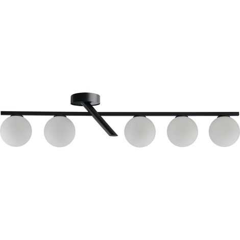 Plafonnier moderne Zoe noir 5 globes blancs G9 Sigma