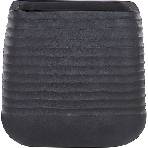 Maceta grande de poli resina negra jardín al aire libre cuadrada 50 x 49 cm resistente rayos UV Parikia