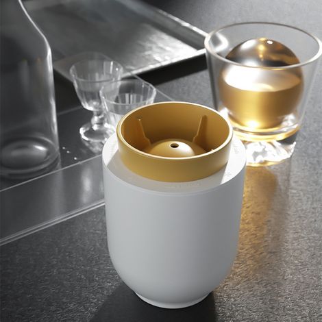 Kugelförmige Silikon-Eiswürfelform für Whisky und Bourbon, mit Deckel. Wiederverwendbare Form für Whisky- und Bourbon-Cocktails. (1/5)