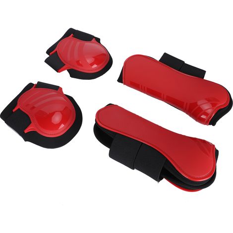Guêtres de soutien pour chevaux, protection des jambes, housse épaisse, élastique et respirante, coussinet, rouge, 1 paire, taille L (1/5)