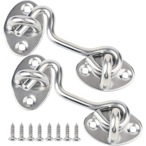 Haken und Ösen für Schiebetüren, Schlafzimmer, Badezimmer, Fenster und Zäune, 7,6 cm (3 Zoll), 2er-Pack (1/4)