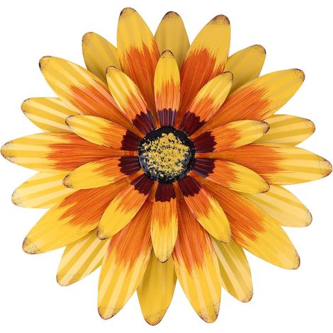 Ornement mural marguerite en fer 3D, métal jaune, motif floral (1/5)