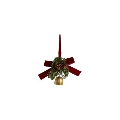cloches de Noël avec nœuds et pommes de pin, décorations pour la maison, sapin de Noël - Crezuo