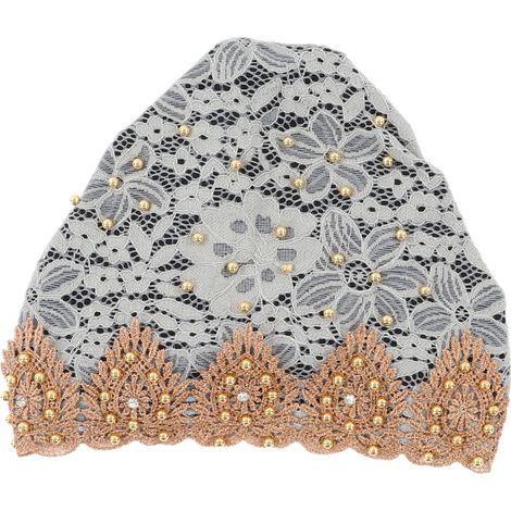 Muslim Turban Hat Stylish Comfortable Breathable Multicolor Floral Design Stretch Head Wrap for Daily Use WorshipSilver Grey (1/5)
